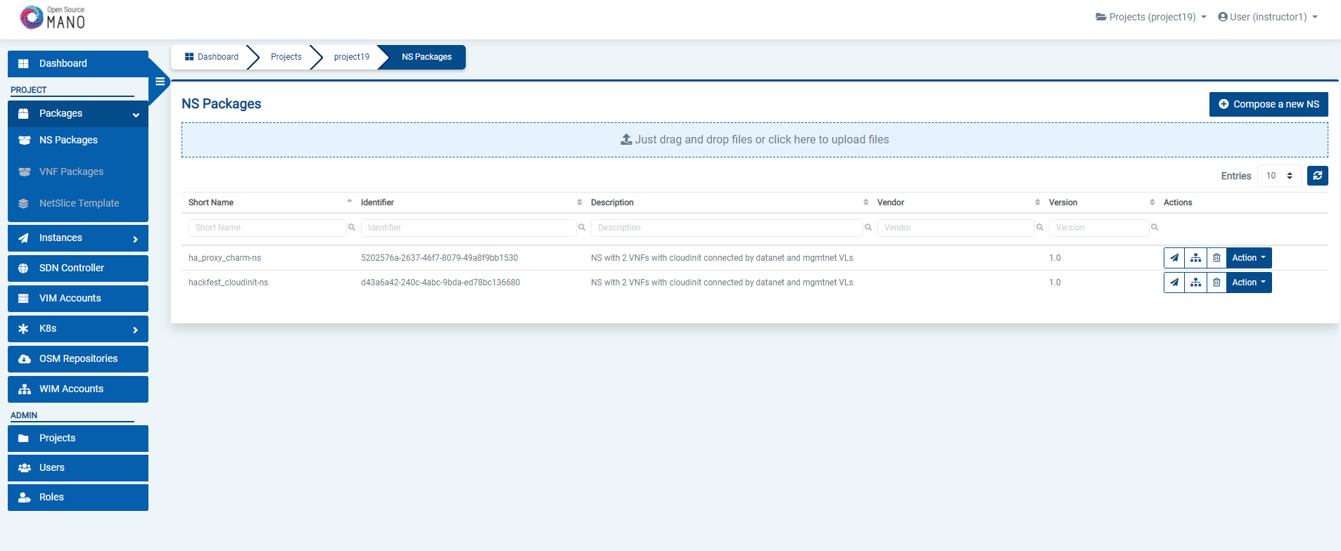 Onboarding a NS